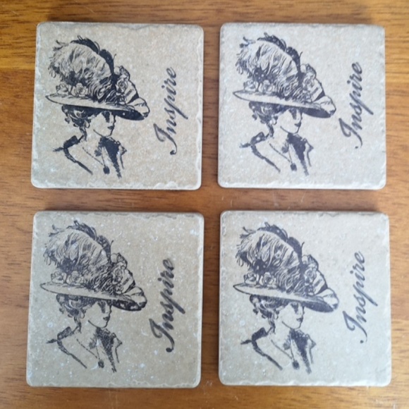 Ceramic Tile Coaster Set of 4 Made in Italy - Picture 1 of 2